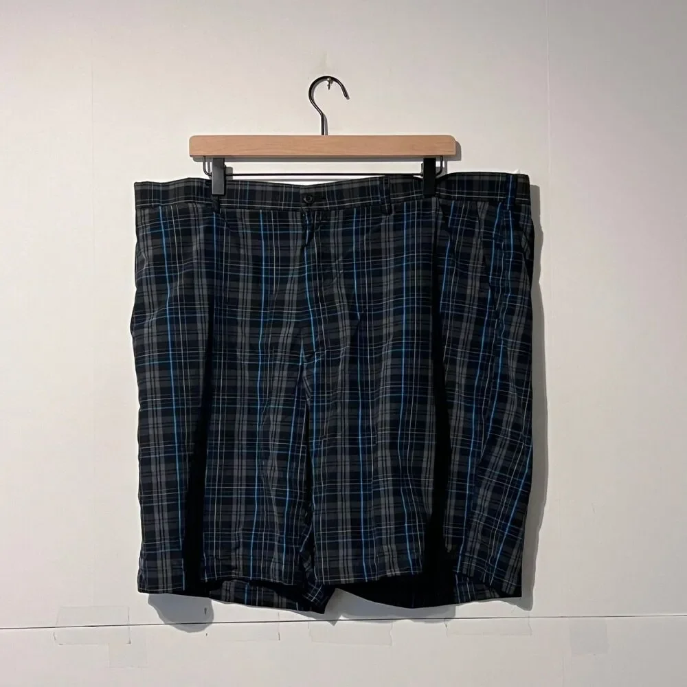 Ben Hogan Mens Performance Shorts Size 42 Grey Blue Plaid Golf Stretch